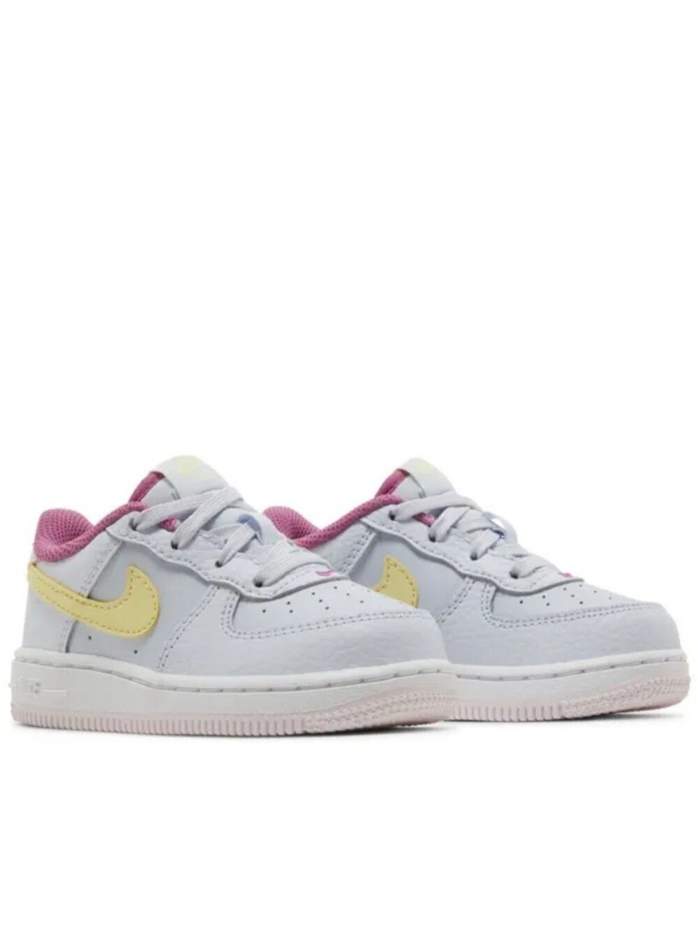 Kid's Nike Force 1 TD Grey Citron Fuchsia, Size 8C